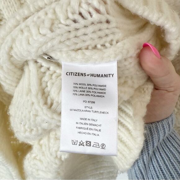 Citizens of Humanity Zola Aran Cable-Knit Chunky Turtleneck Sweater Sz XS/S - Picture 6 of 14